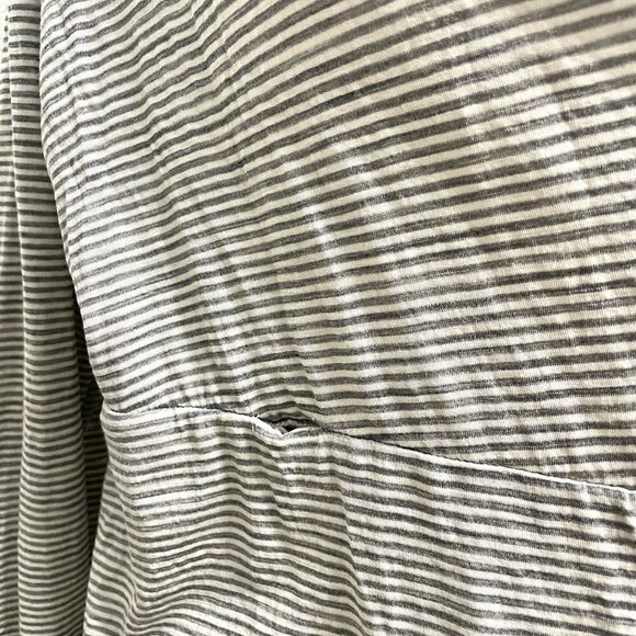 IBEX 100% Merino Wool Open Front Draped Cardigan Sweater Gray Stripe size XL - Picture 10 of 13